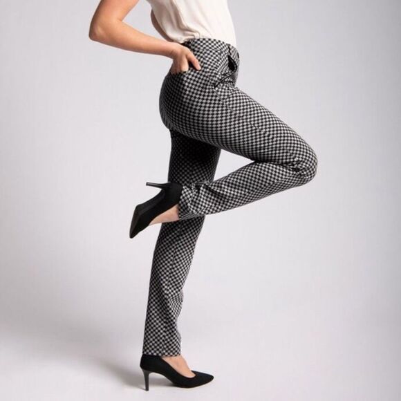 Betabrand Catstooth Dress Pants Black/Gray Cat Print Houndstooth Size Small - Picture 11 of 13